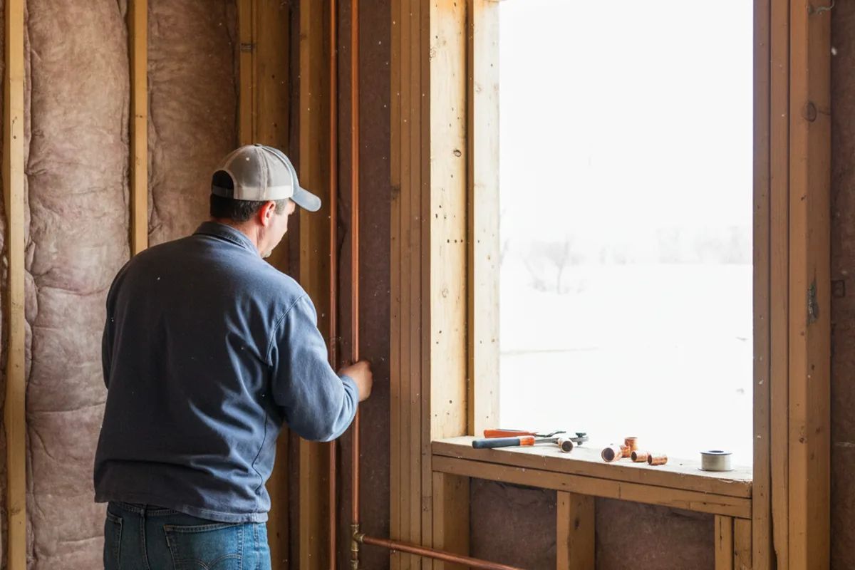 Licensed plumber running new copper supply lines in a Mount Vernon home